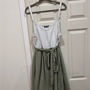 Elegant White and Green Dress